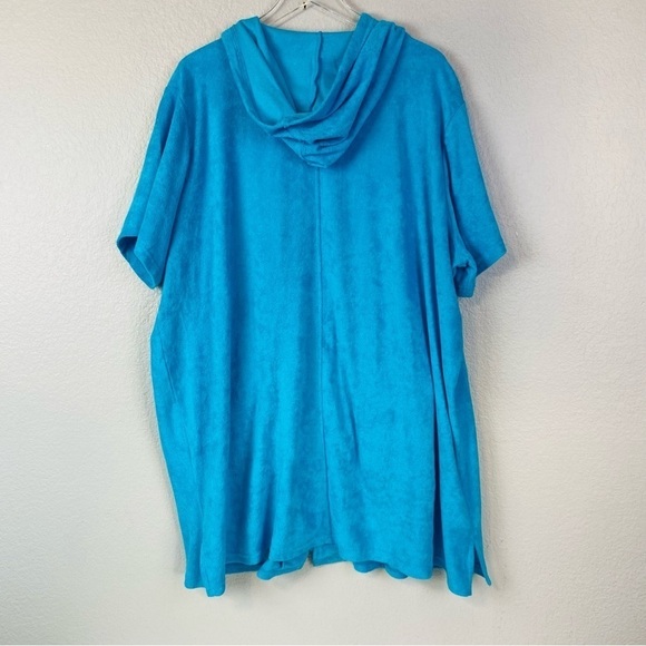 Swimsuits For All Blue Sea Hooded Terry Front Zip Cover Up Size 26/28 - Picture 3 of 8